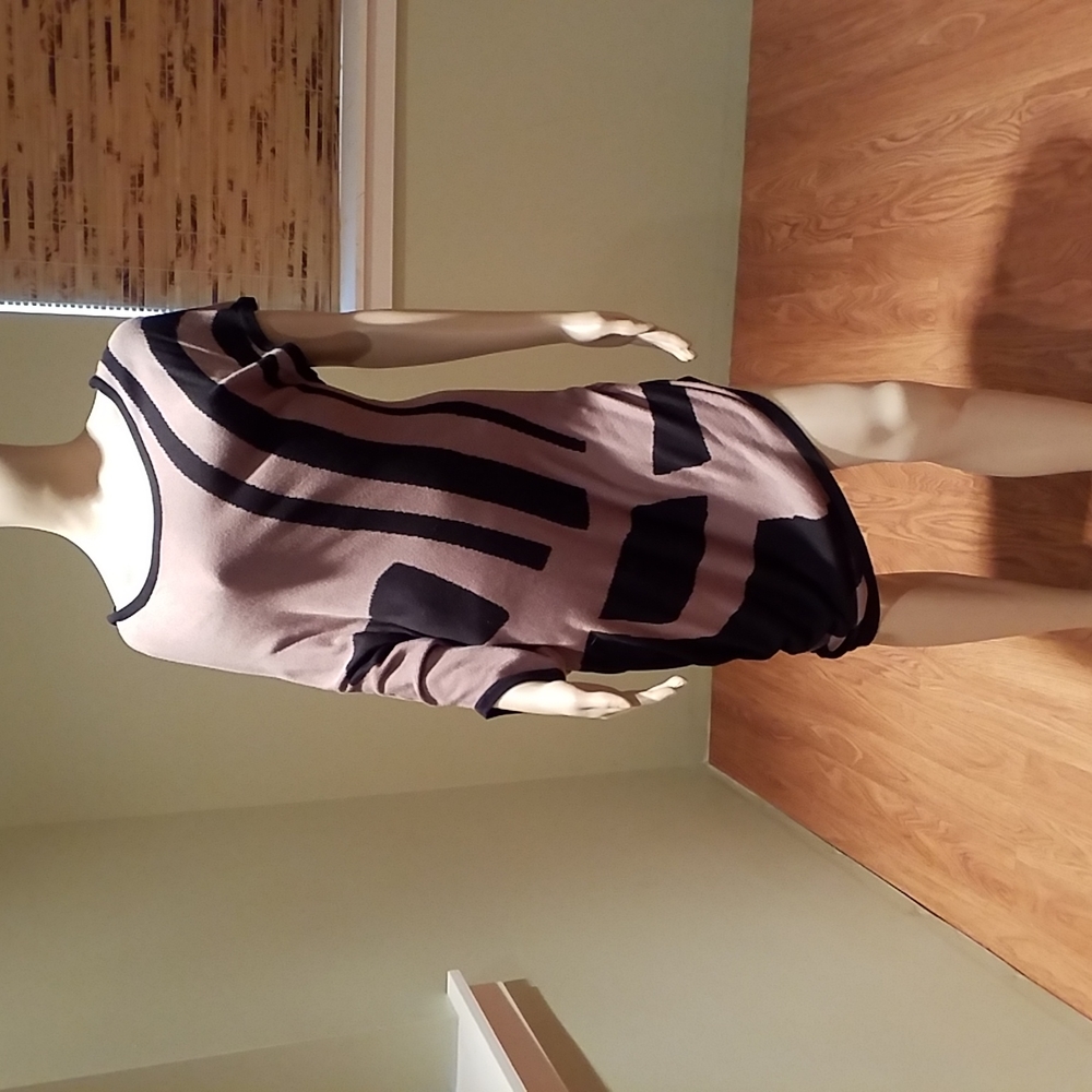 Le Chateau Asymmetrical Color Block Rayon Dress Size L/XL